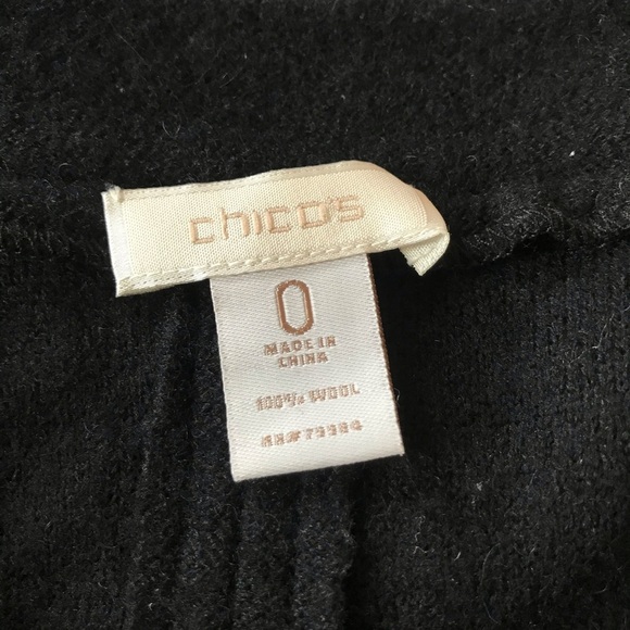 Chico’s Black Wool Cardigan Sweater Metal Clasps Women’s 3/4 Sleeve Size 0 or S - Picture 4 of 7